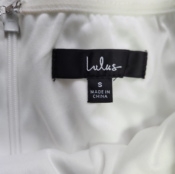 Lulus White Strapless Tiered Mini Dress Small Floral Jacquard Textured Bridal - Picture 2 of 5